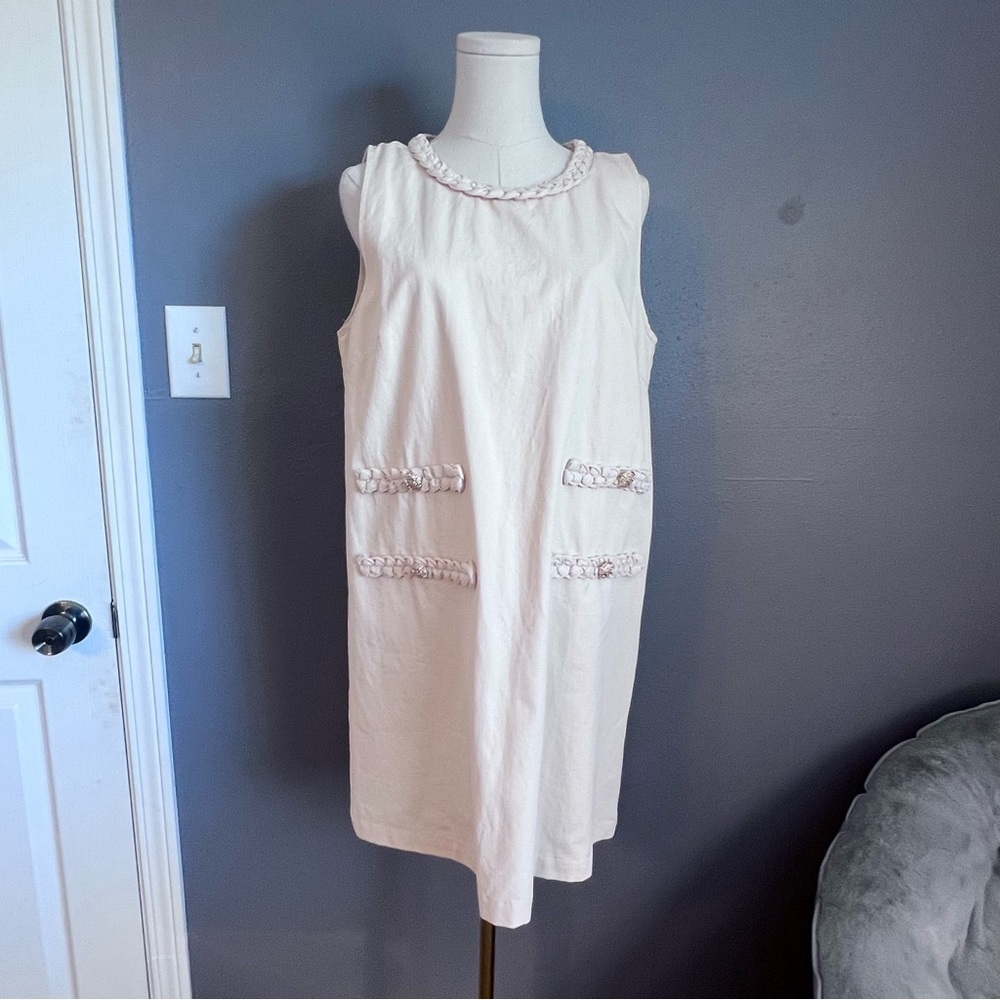Entro NWT Lune Braided and Gold Detail Sleeveless Mini Dress in Ecru Women’s L - Picture 3 of 16